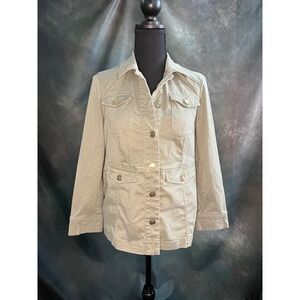 Chico's Khaki Utility Jacket‎ Women's 0P US 4/6P Safari Military Jacket